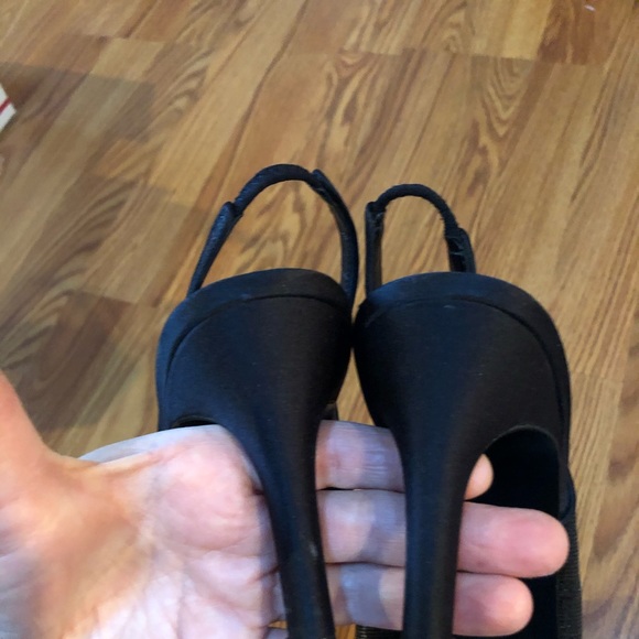 NINA Black Glitter Slingback Heels S9.5 - Picture 7 of 8